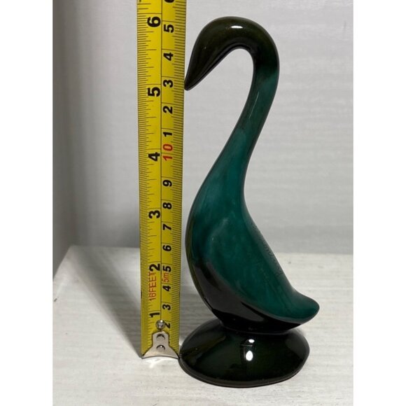 Canadian Art Pottery Long Necked Goose 6" Tall MCM Black Green Drip Glaze Vtg - Picture 5 of 7